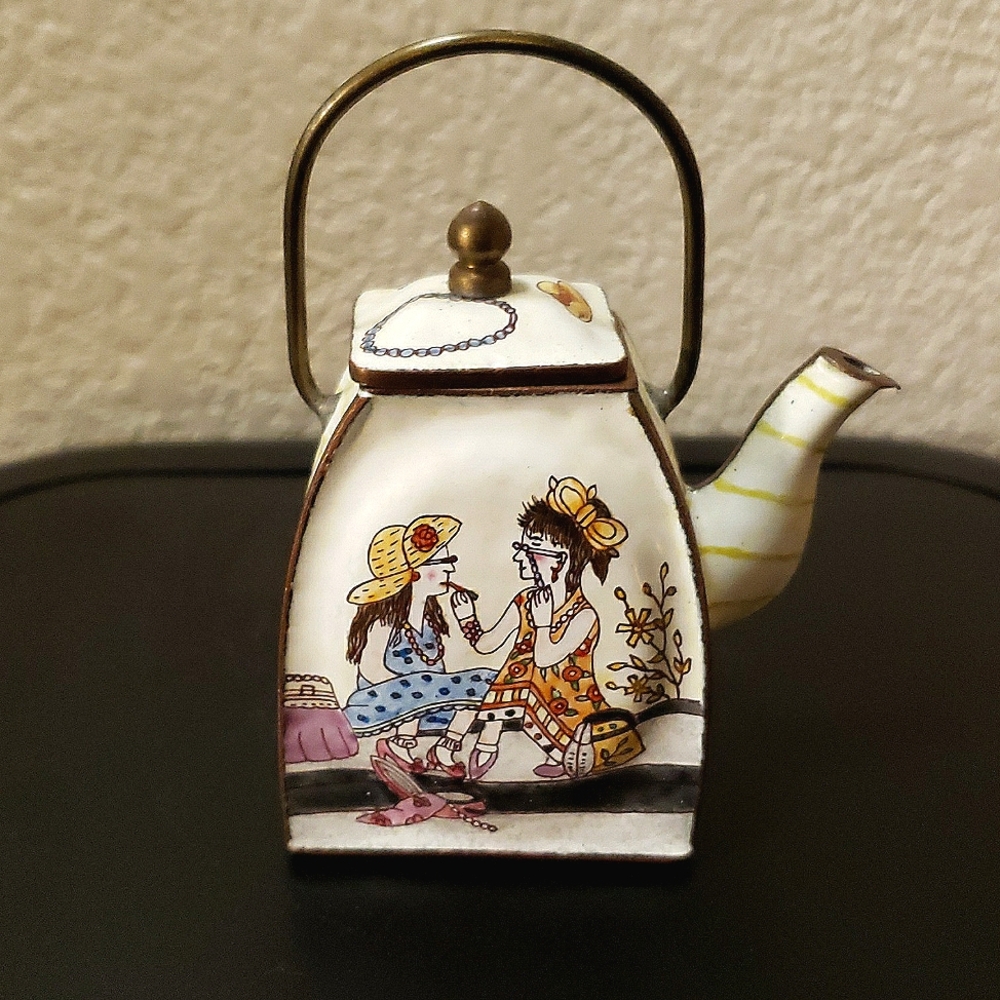Vintage 2000 Empress Arts Enamel Miniature Teapot